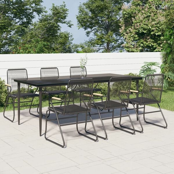 vidaXL Garden Dining Set Black