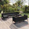 vidaXL Garden Lounge Set Black PE rattan, powder-coated steel, polyester