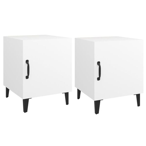 vidaXL Bedside Cabinet Set of 2 White Engineered wood