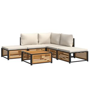 vidaXL Garden Sofa Set Natural wood, Cream white