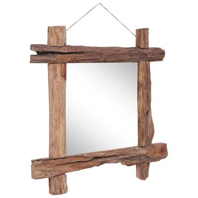 vidaXL Log Mirror Natural 27.6"x27.6" Solid Reclaimed Wood