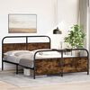 vidaXL Bed Frame Smoked oak Steel, engineered wood 63 x 79 in