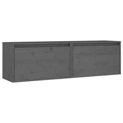 vidaXL Wall Cabinets 2 pcs Gray 23.6"x11.8"x13.8" Solid Pinewood