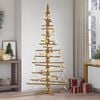 vidaXL Wooden Christmas Tree with Stand Brown 82.7" Solid pine wood