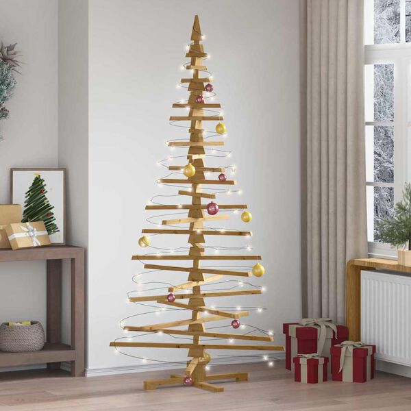 vidaXL Wooden Christmas Tree with Stand Brown 82.7" Solid pine wood