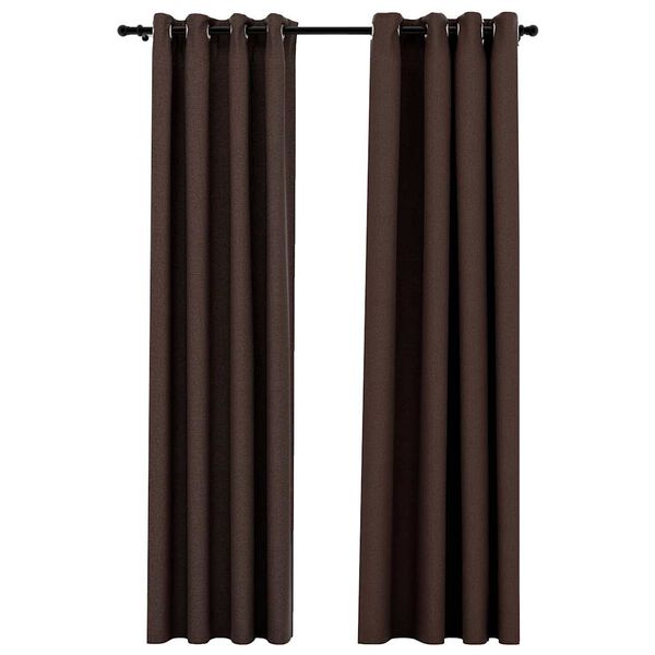 vidaXL Linen-Look Blackout Curtains with Grommets 2pcs Taupe 140x96.5 "