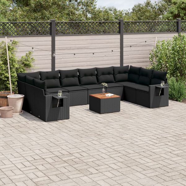 vidaXL Garden Sofa Set Black