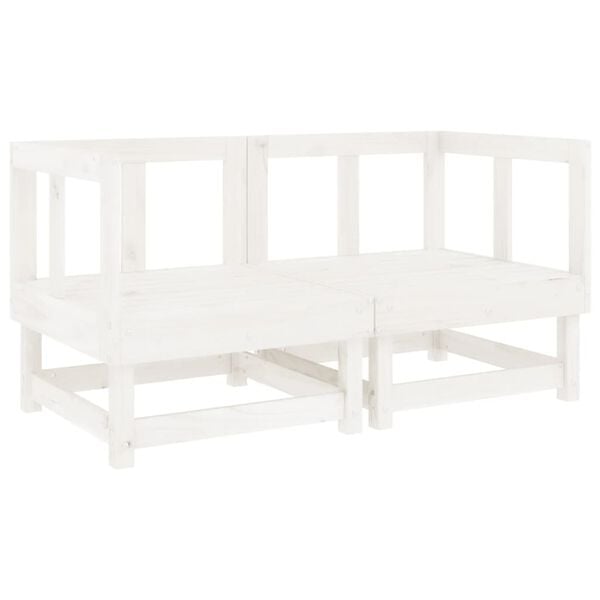vidaXL Garden Lounge Set White Solid pine wood, Plywood Large Modular