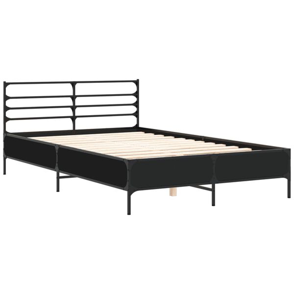 vidaXL Bed Frame Black Engineered wood and metal Double Modern