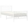 vidaXL Bed Frame White Steel Twin Bed Frame Rectangular Traditional