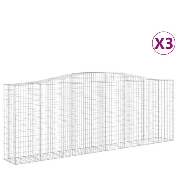 vidaXL Gabion Basket Set of 3 Silver Galvanized iron Extra Large