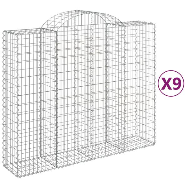 vidaXL Gabion Basket Set of 9 Silver Galvanized iron Extra Large