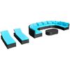 vidaXL Garden Sofa Black and Tropical Blue