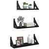 vidaXL Wall Shelf Set Black Engineered wood, metal Small Wall Shelf Set