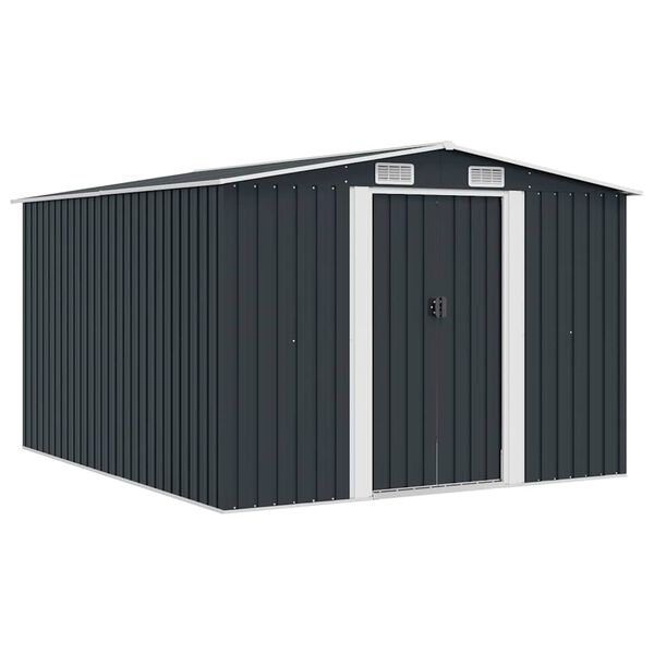 vidaXL Garden Shed Anthracite Galvanized Steel Large Sliding Components