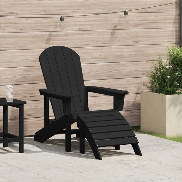 vidaXL Adirondack Chair with Cushion Black 74 x 82 x 92cm HDPE