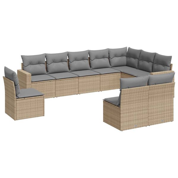 vidaXL Garden Sofa Set Beige, Light Grey