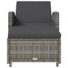 vidaXL Sun Lounger Grey, Dark grey PE rattan, Powder-coated steel, Fabric