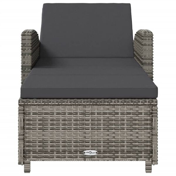 vidaXL Sun Lounger Grey, Dark grey PE rattan, Powder-coated steel, Fabric