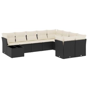 vidaXL Garden Sofa Set Black, Cream