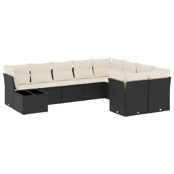 vidaXL Garden Sofa Set Black, Cream