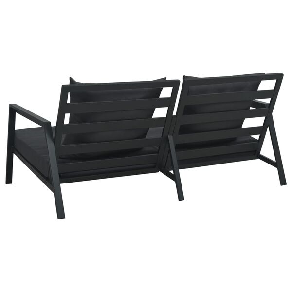 vidaXL Garden Sofa Set of 2 Black and Dark Gray