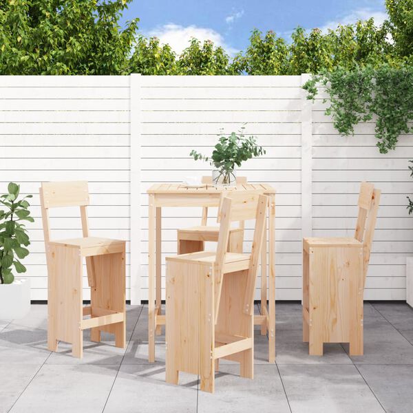 vidaXL Garden Bar Set Natural Pine Solid pine wood Medium Footrest