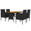 vidaXL Outdoor Dining Set Black PE Rattan, Steel, Solid Acacia Wood