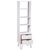 vidaXL Book Cabinet White Solid pine wood, Metal Tall Book Cabinet