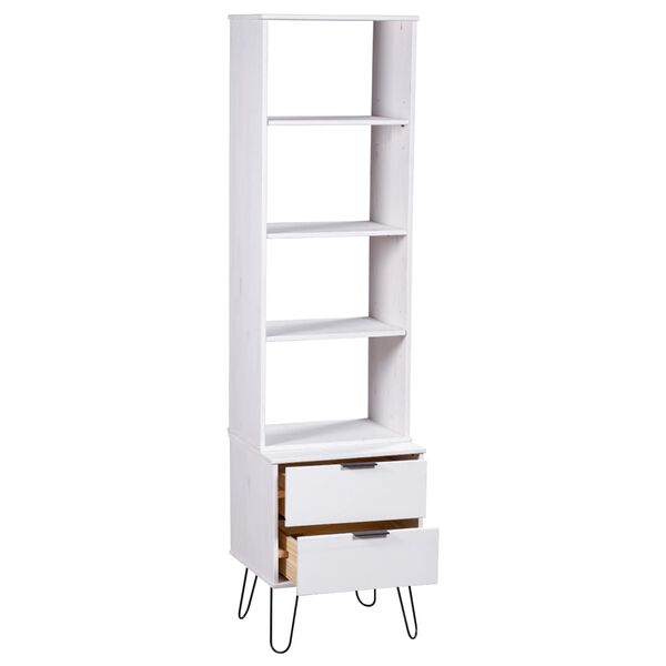 vidaXL Book Cabinet White Solid pine wood, Metal Tall Book Cabinet