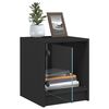 vidaXL Nightstand Black Engineered wood, glass 13.8 x 14.6 x 16.5 in