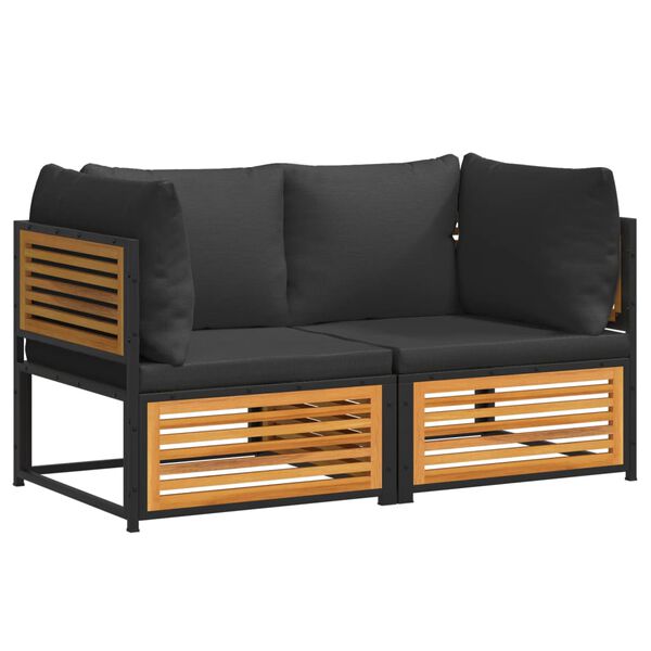 vidaXL 2 Piece Patio Sofa Set with Cushions Solid Wood Acacia