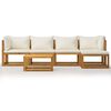 vidaXL Garden Lounge Set Cream, Natural Wood