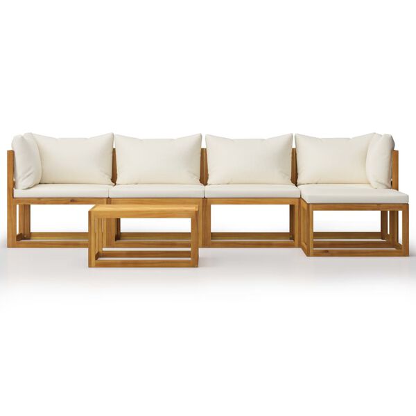 vidaXL Garden Lounge Set Cream, Natural Wood