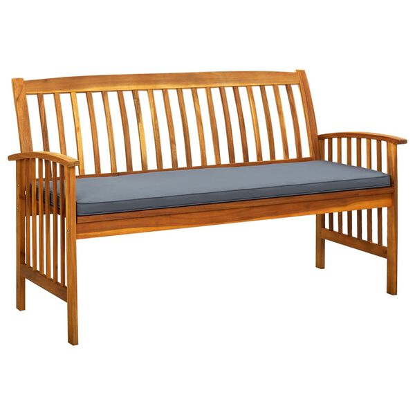 vidaXL Garden Bench Dark grey, Brown Solid acacia wood, 100% polyester