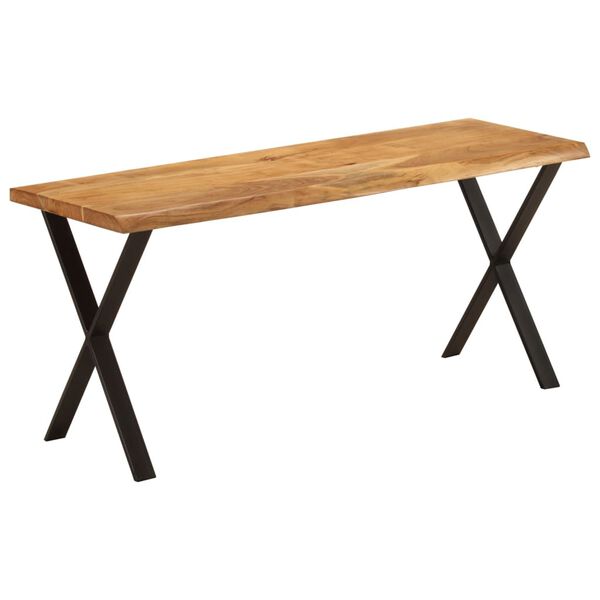 vidaXL Bench Natural wood, Black Solid acacia wood, Powder-coated steel