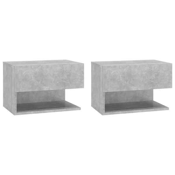 vidaXL Wall-mounted Bedside Cabinet Set of 2 Concrete grey Engineered wood