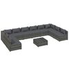 vidaXL Garden Lounge Set Grey PE rattan, powder-coated steel, plastic, glass
