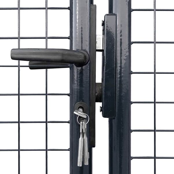 vidaXL Mesh Garden Gate Galvanised Steel 157.5x68.9" Grey