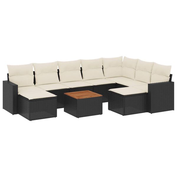 vidaXL Garden Sofa Set Set of 10 Black