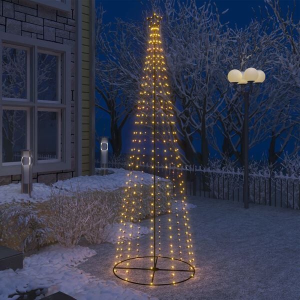 vidaXL Christmas Cone Tree 330 Warm White LEDs Decoration 3x10 ft