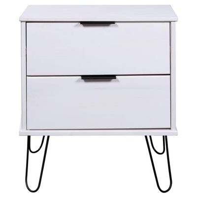 vidaXL Bedside Cabinet White 17.7"x15.6"x22.4" Solid Pine Wood