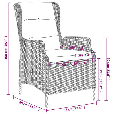 vidaXL 3 Piece Patio Dining Set Dark Gray