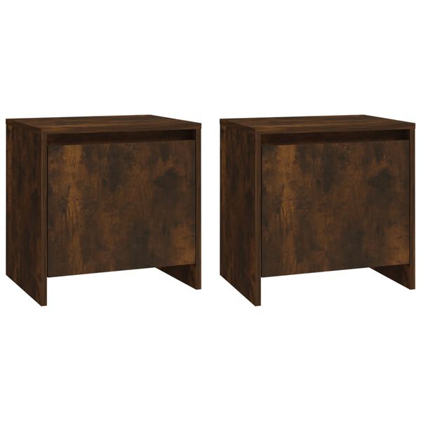 vidaXL Bedside Cabinet Set of 2 Smoked Oak Engineered Wood Medium