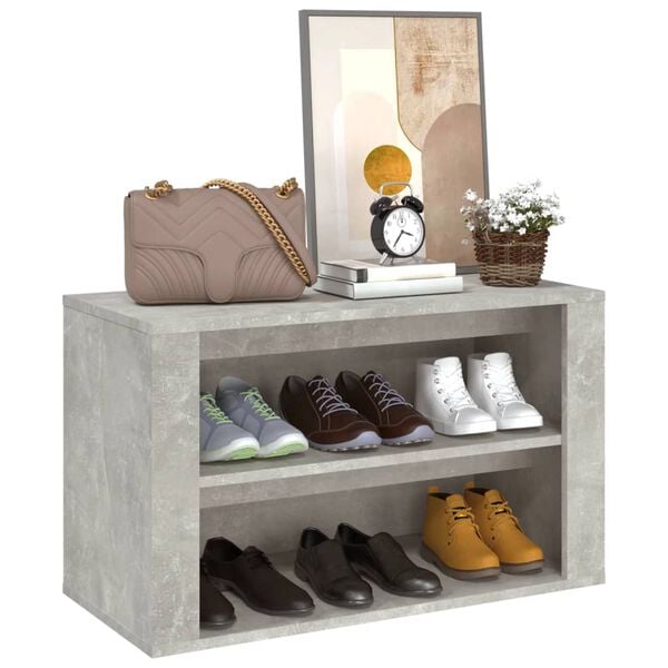 vidaXL Shoe Rack Concrete gray Engineered wood Medium Shoe Rack