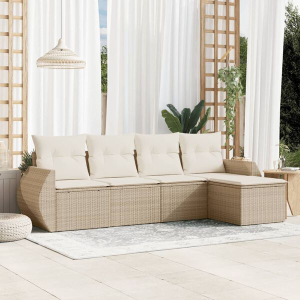 vidaXL Garden Sofa Set Beige PE rattan, powder-coated steel Large