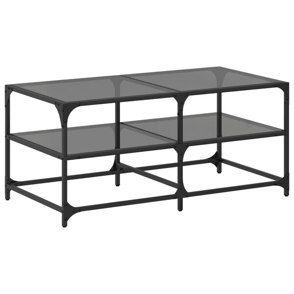 vidaXL Coffee Table Black glass Engineered wood, Stainless steel, Glass