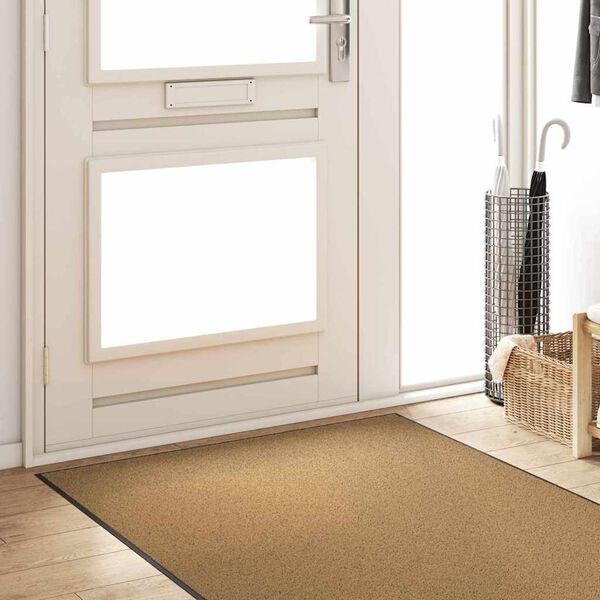 vidaXL Doormat Other Cream and Black 47.2" x 118.1" Polyamide and PVC