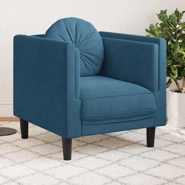vidaXL Sofa Chair Blue Velvet (100% polyester), plywood, solid wood Medium