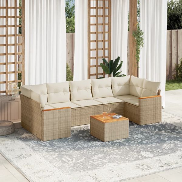 vidaXL Garden Sofa Set Beige PE rattan Large Modular Garden Sofa Set
